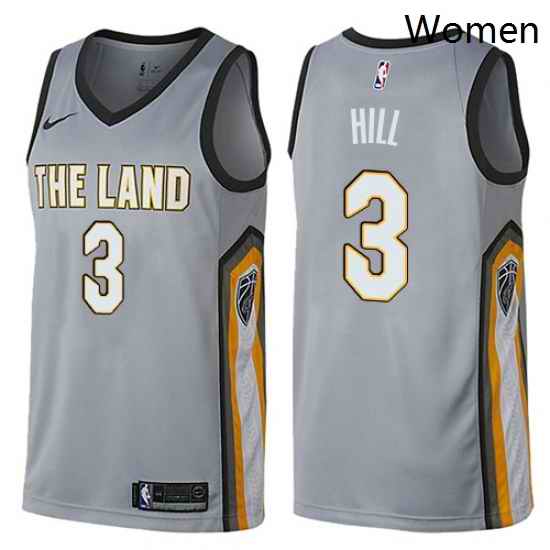 Womens Nike Cleveland Cavaliers 3 George Hill Swingman Gray NBA Jersey City Edition